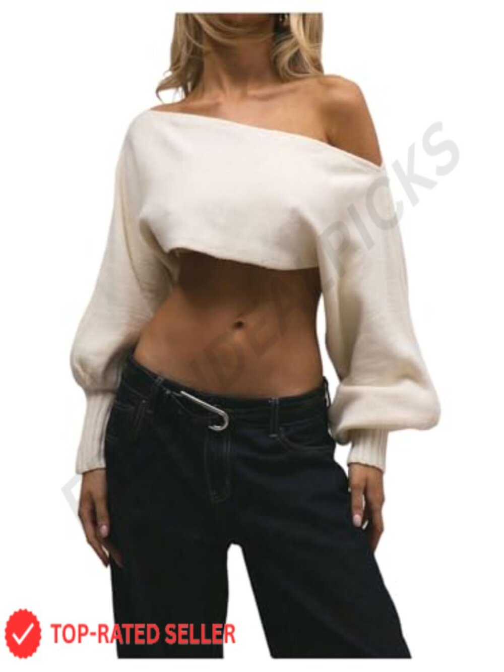 Women Off Shoulder Sweater Y2K Long Sleeve Knit Crop Top